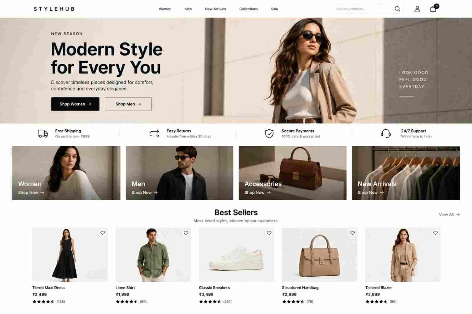 Fashion retailer desktop screenshot