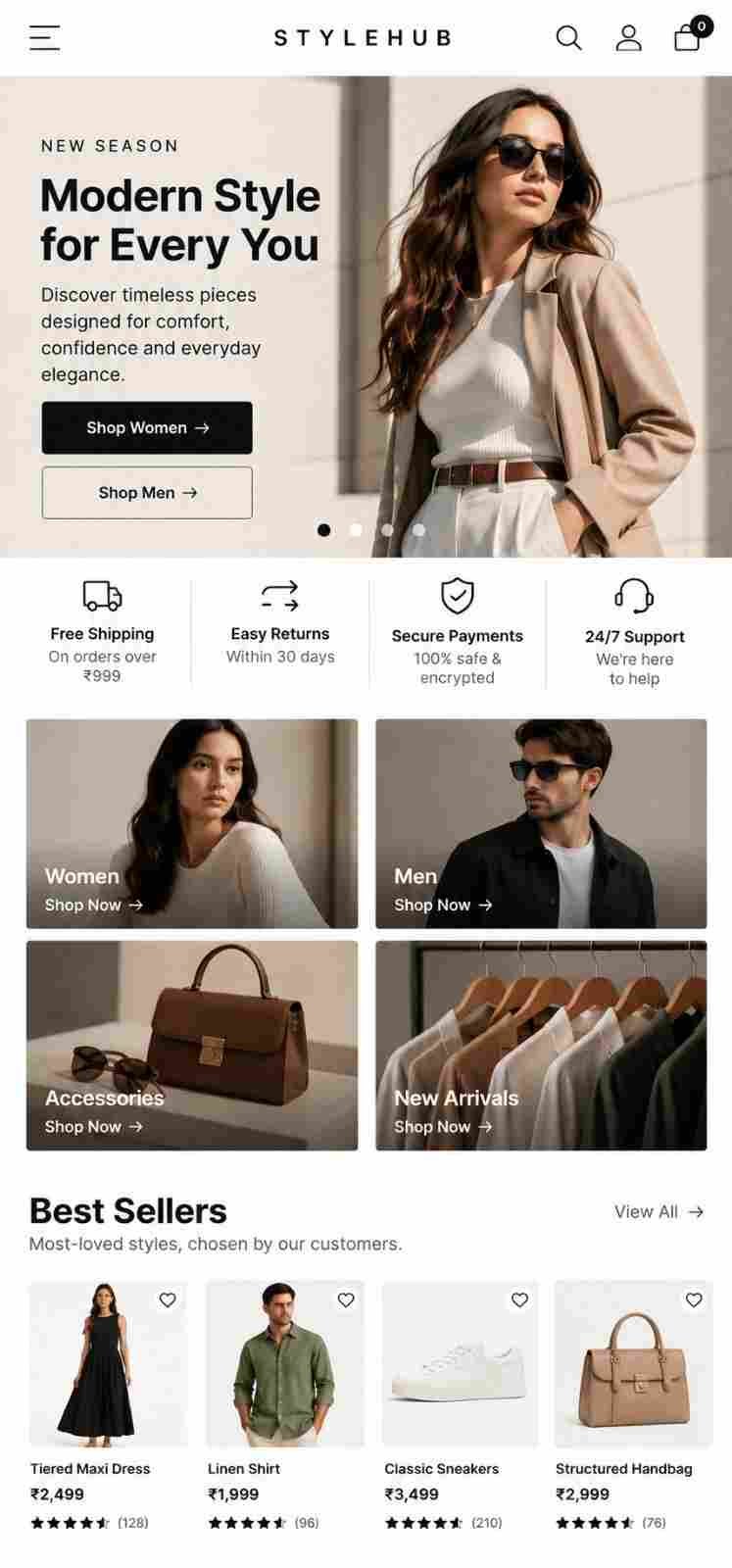 Fashion retailer mobile screenshot